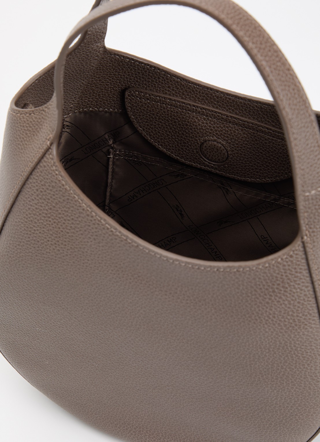 Longchamp Le Foulonné handtas S van leer met afneembare schouderriem - detail 5 taupe