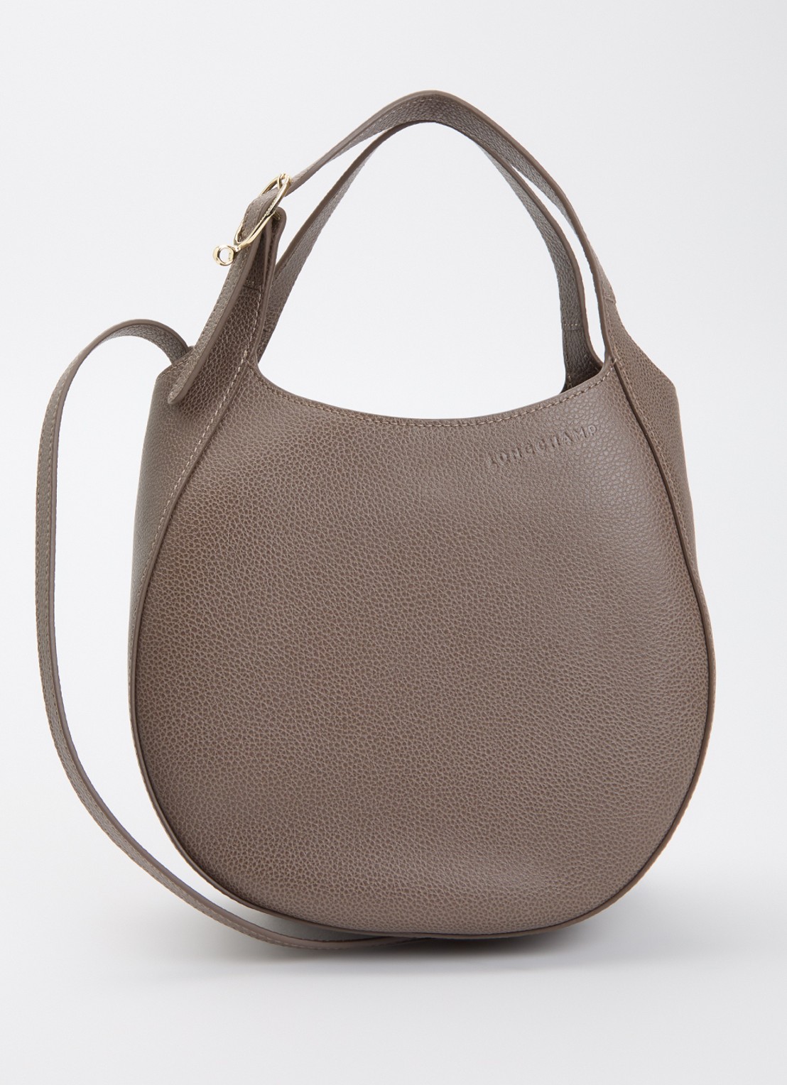 Longchamp Le Foulonné handtas S van leer met afneembare schouderriem - voorkant 2 taupe