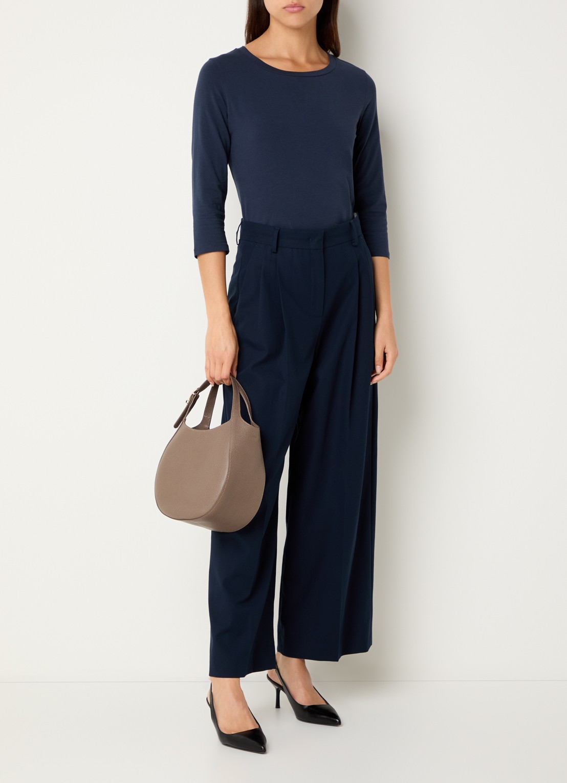 Longchamp Le Foulonné handtas S van leer met afneembare schouderriem - voorkant 3 taupe