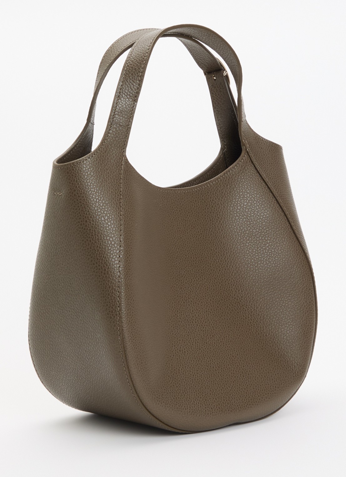 Longchamp Le Foulonné handtas S van leer met afneembare schouderriem - achterkant bronsgroen
