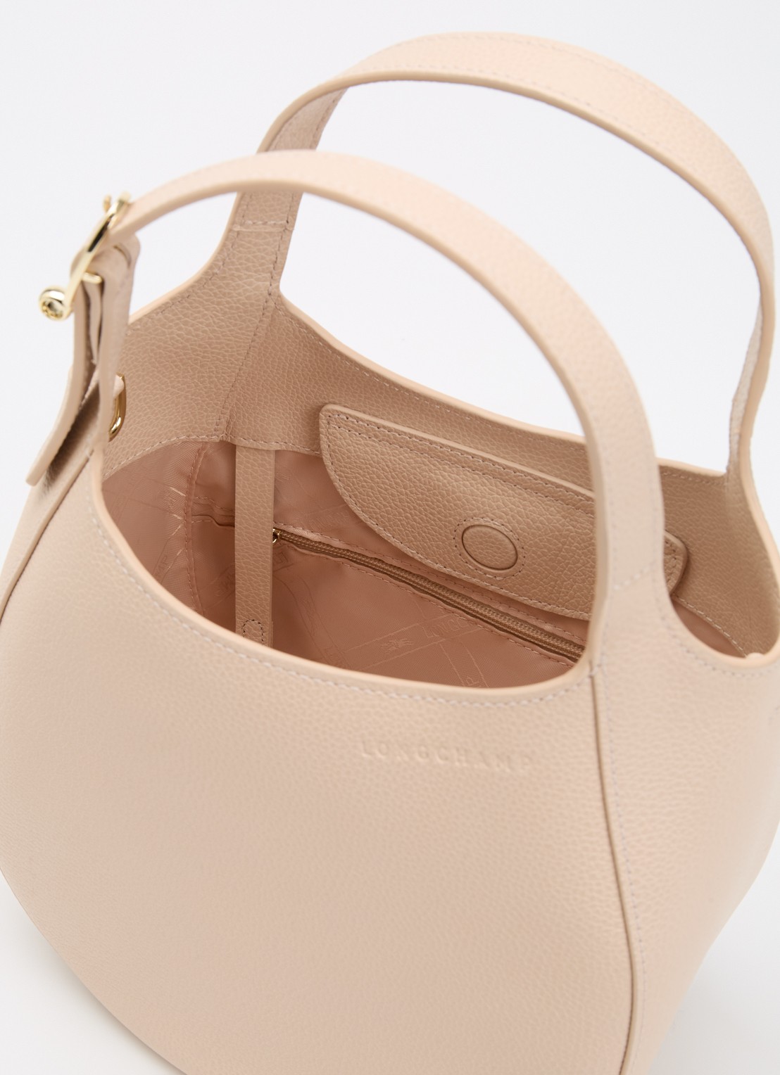 Longchamp Le Foulonné handtas S van leer met afneembare schouderriem - detail 2 creme