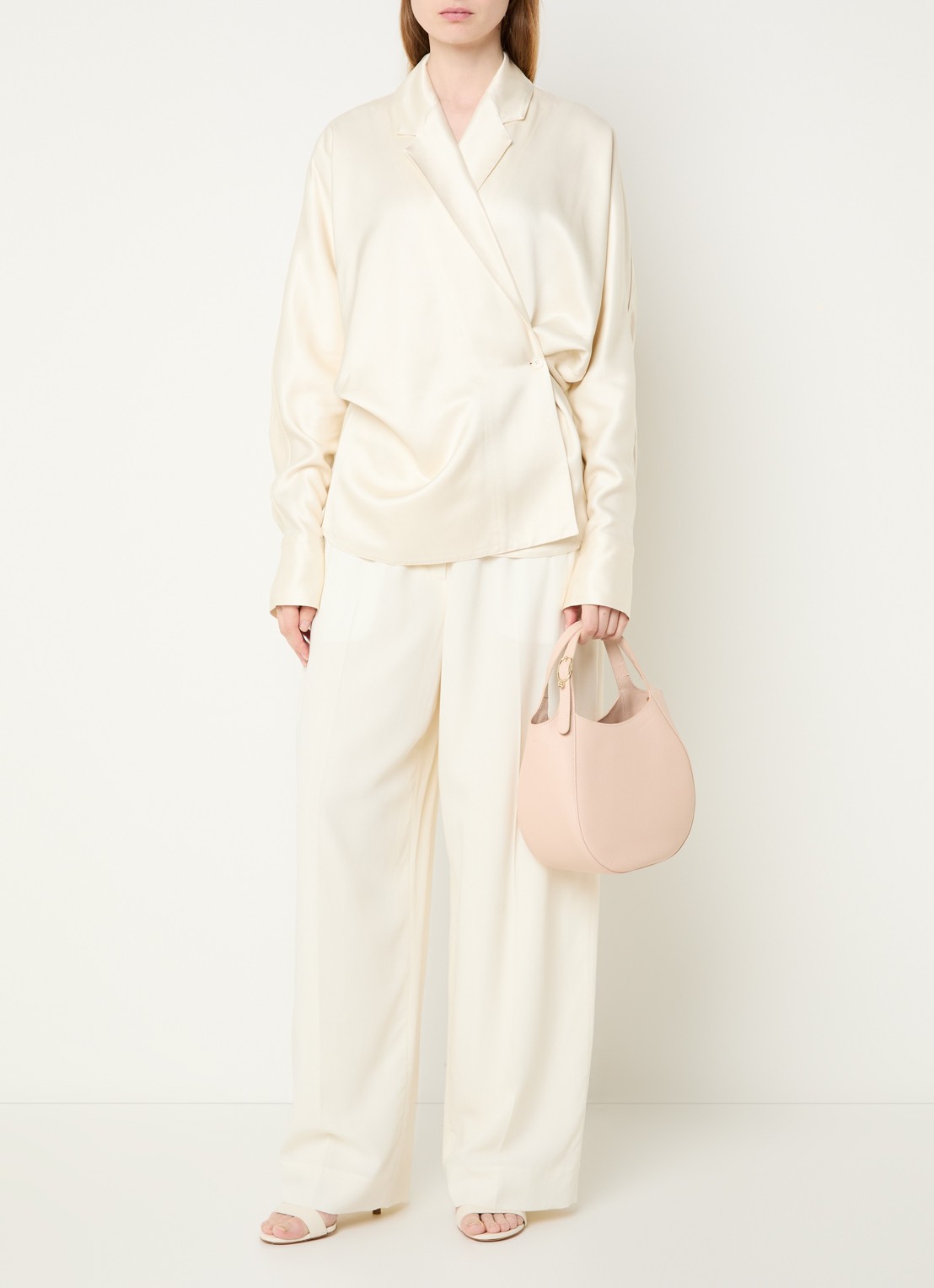 Longchamp Le Foulonné handtas S van leer met afneembare schouderriem - voorkant 7 creme