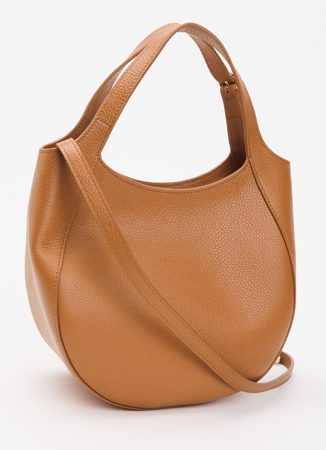Longchamp Le Foulonné handtas S van leer met afneembare schouderriem - achterkant 6 camel