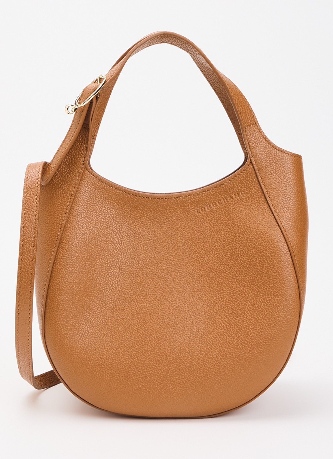 Longchamp Le Foulonné handtas S van leer met afneembare schouderriem - voorkant 2 camel