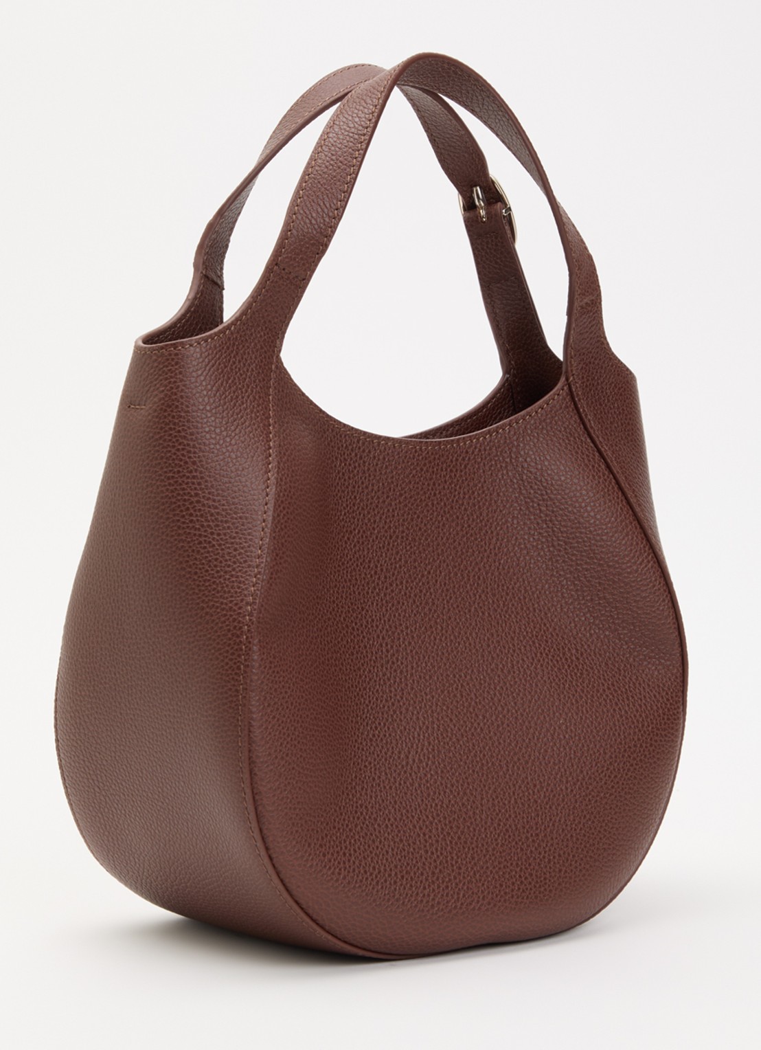 Longchamp Le Foulonné handtas S van leer met afneembare schouderriem - achterkant donkerbruin