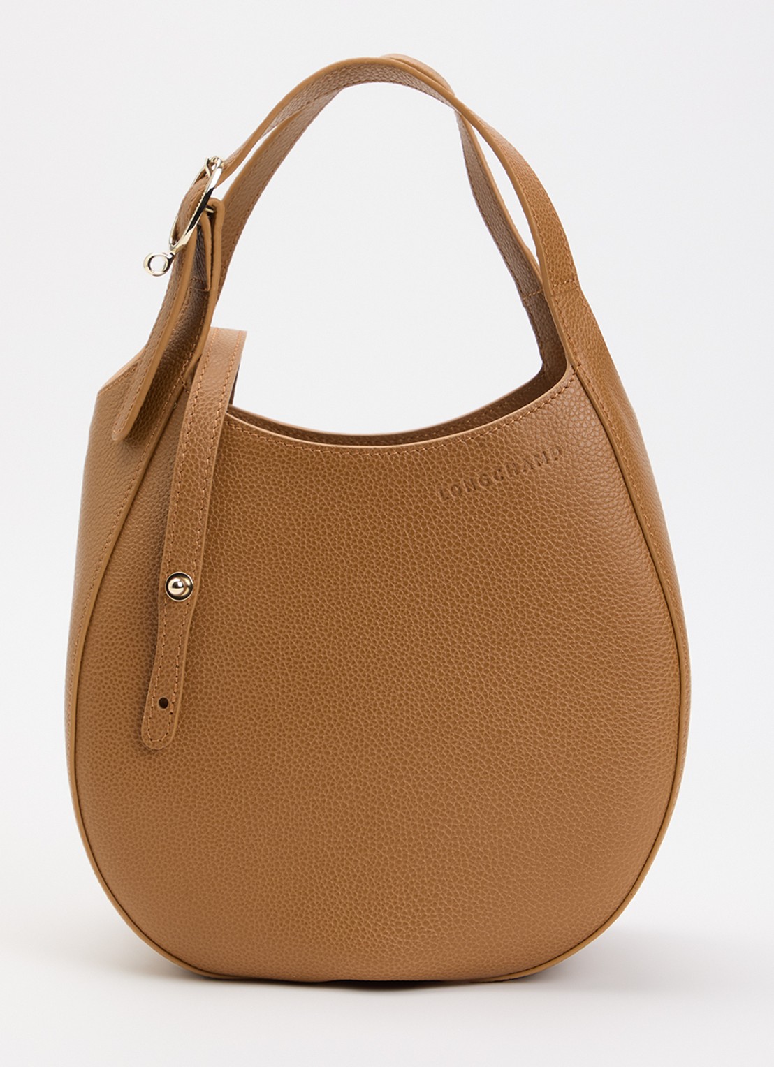 Longchamp Le Foulonné handtas S van leer met afneembare schouderriem - voorkant 2 cognac