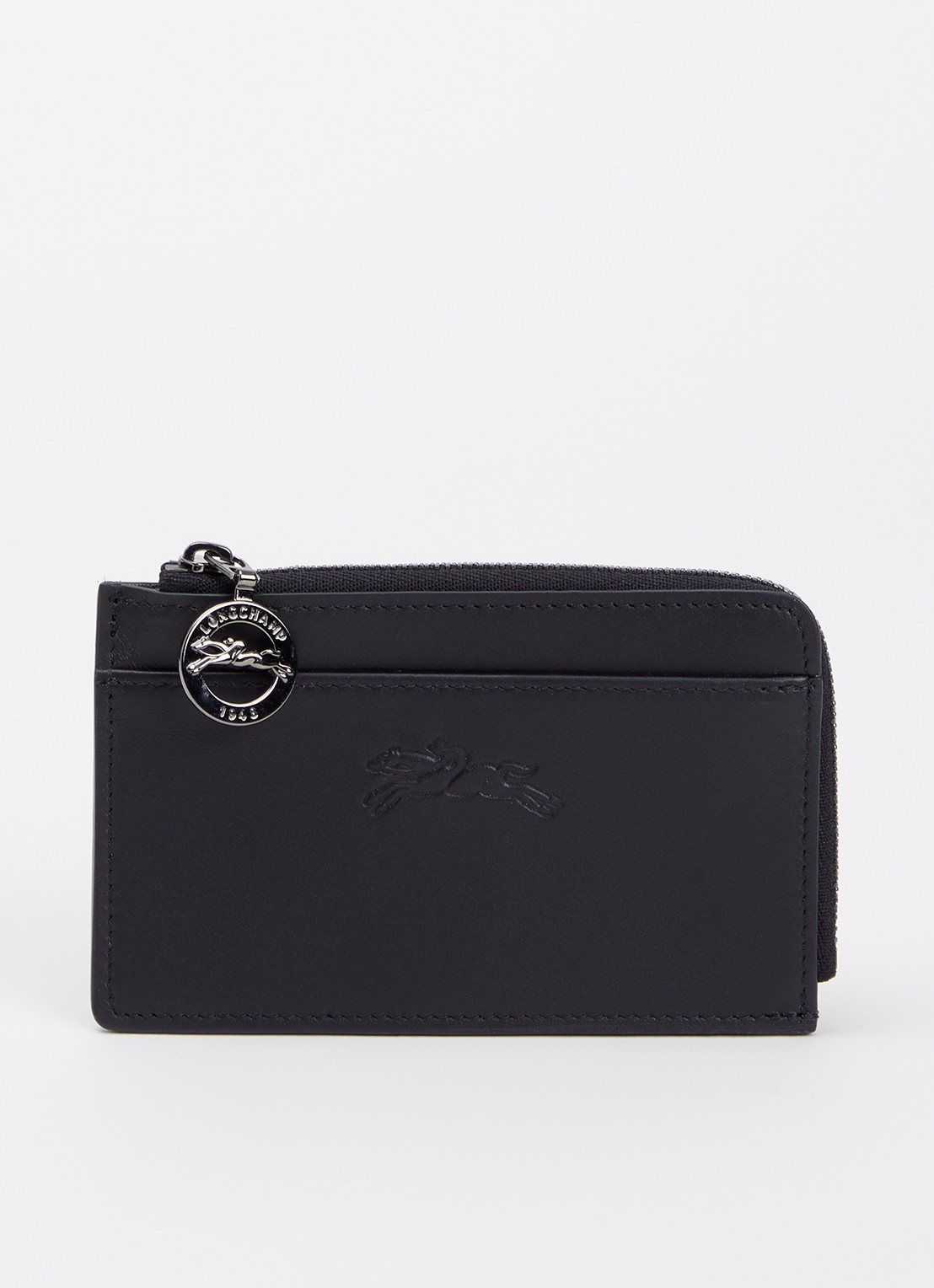 Longchamp Le Foulonné pasjeshouder van leer - voorkant 2 zwart