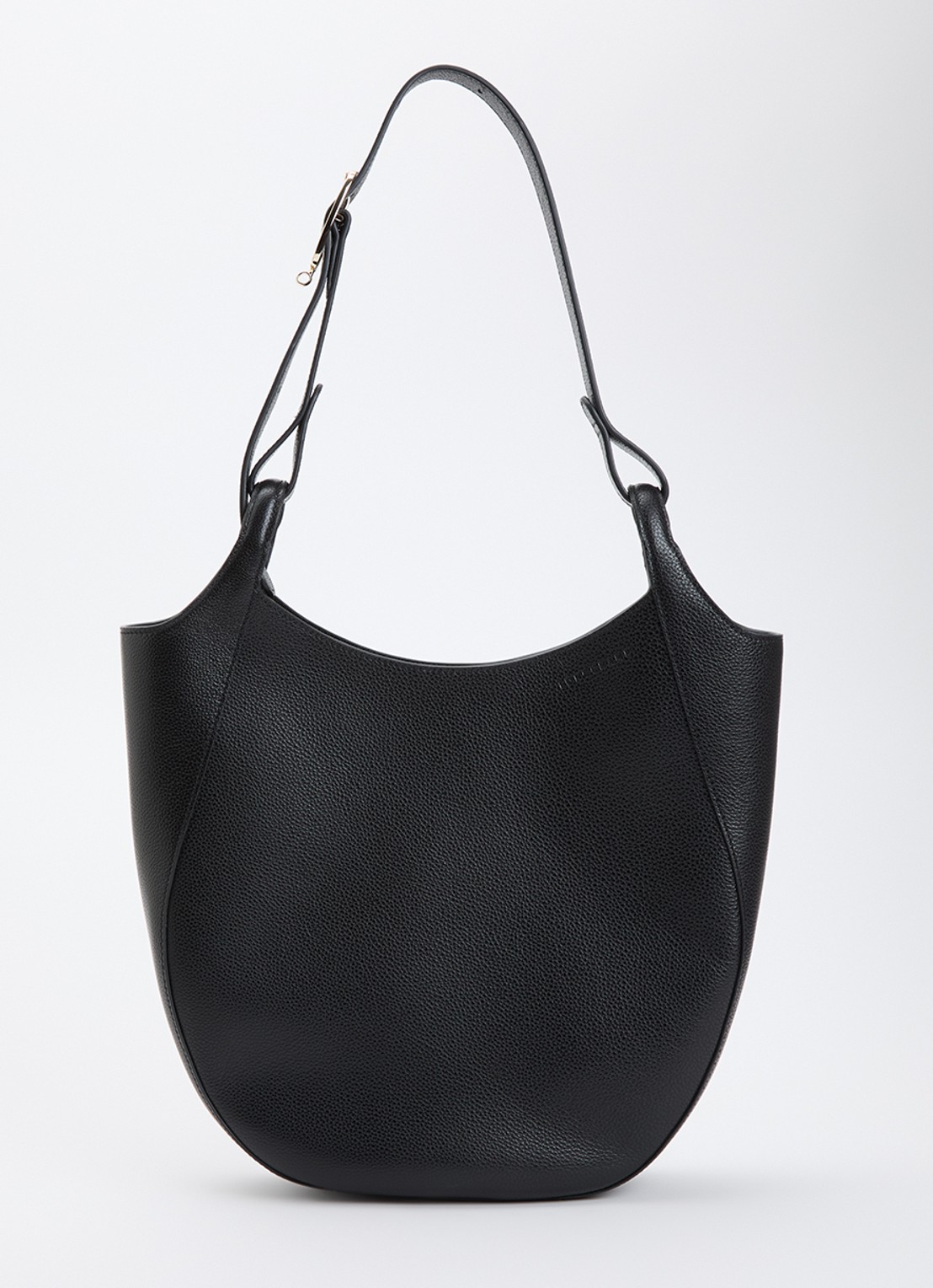 Longchamp Le Foulonné schoudertas L van leer - voorkant 4 zwart