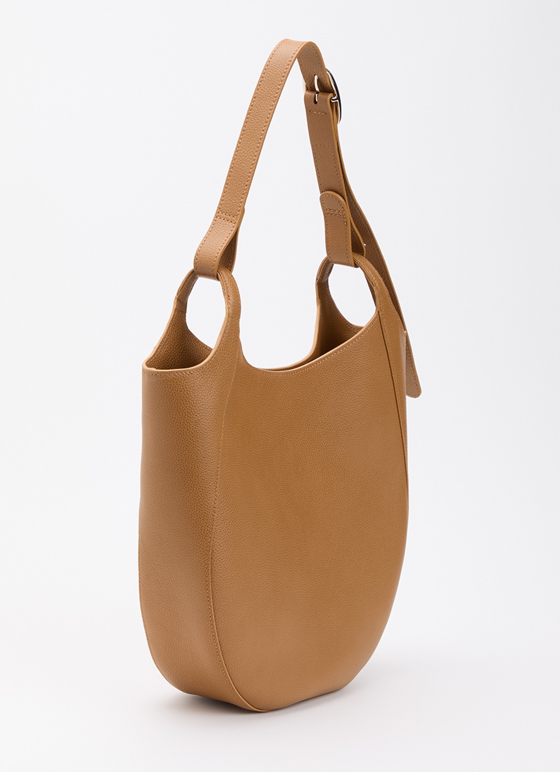 Longchamp Le Foulonné schoudertas L van leer - achterkant 4 cognac