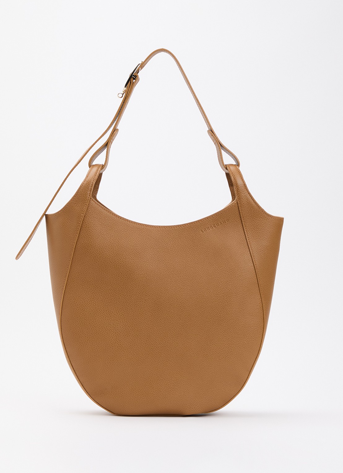 Longchamp Le Foulonné schoudertas L van leer - voorkant 5 cognac