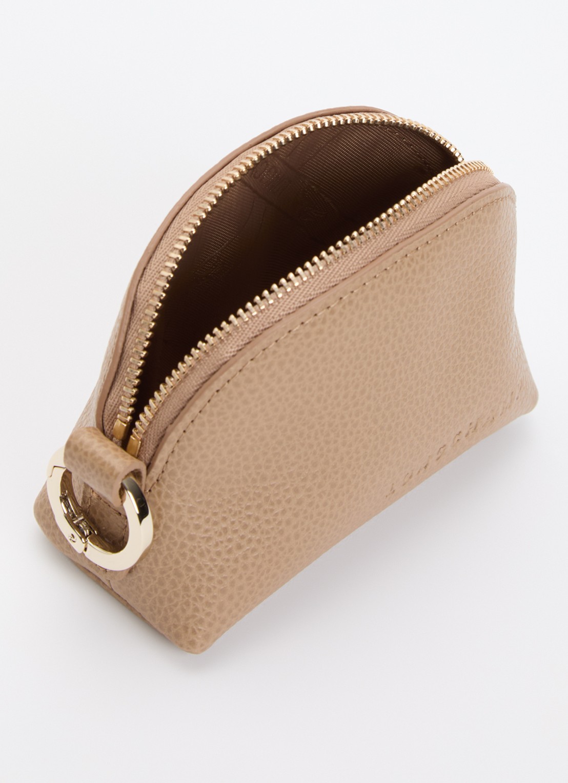 Longchamp Le Foulonné sleuteletui van leer - detail camel