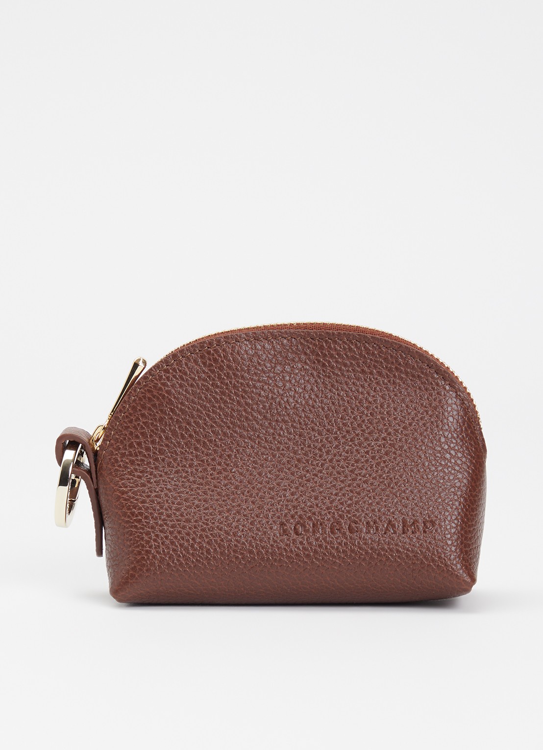 Longchamp Le Foulonné sleuteletui van leer - voorkant 2 donkerbruin