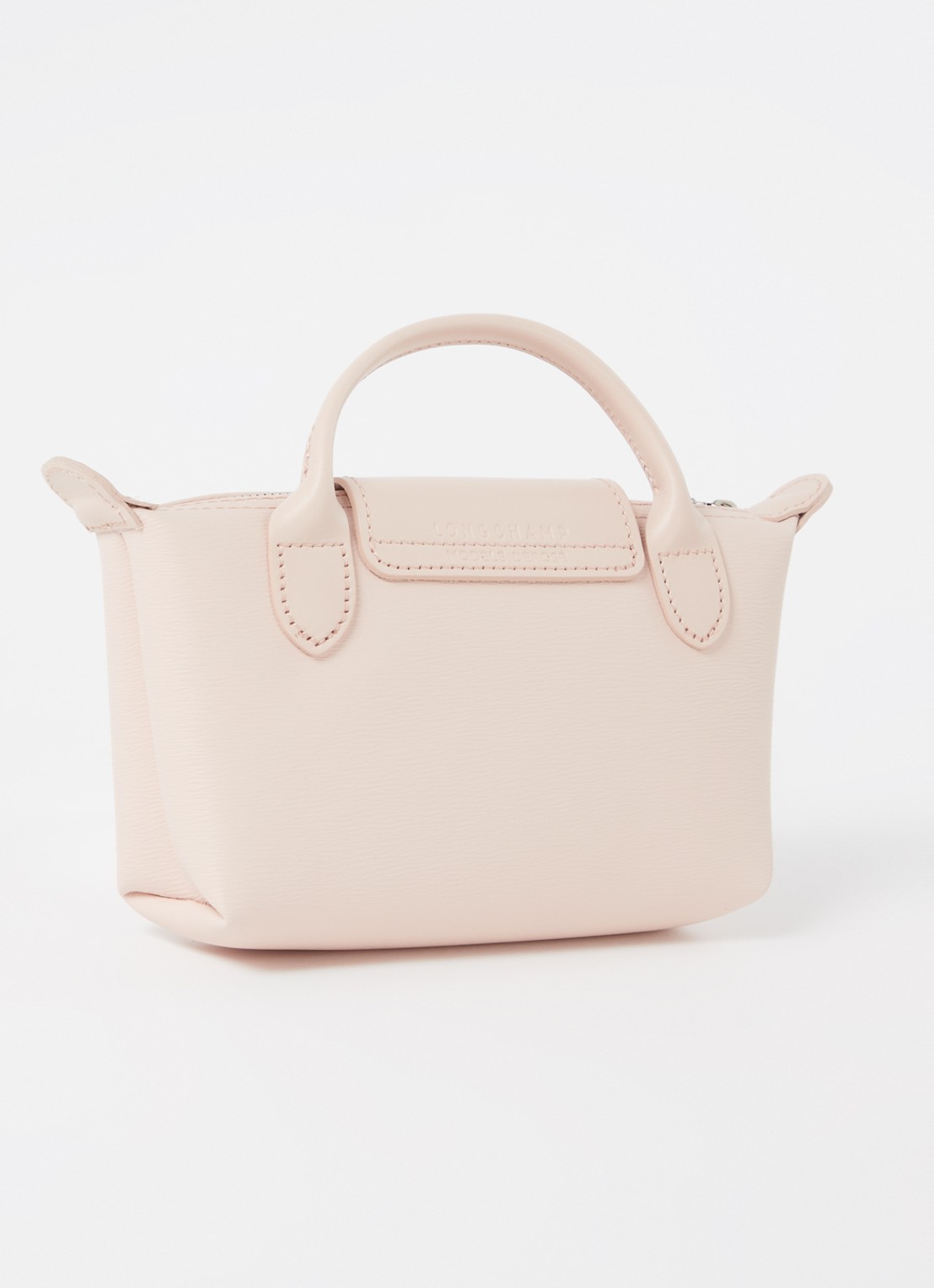 Longchamp Le Pliage City mini handtas met leren details - achterkant oudroze