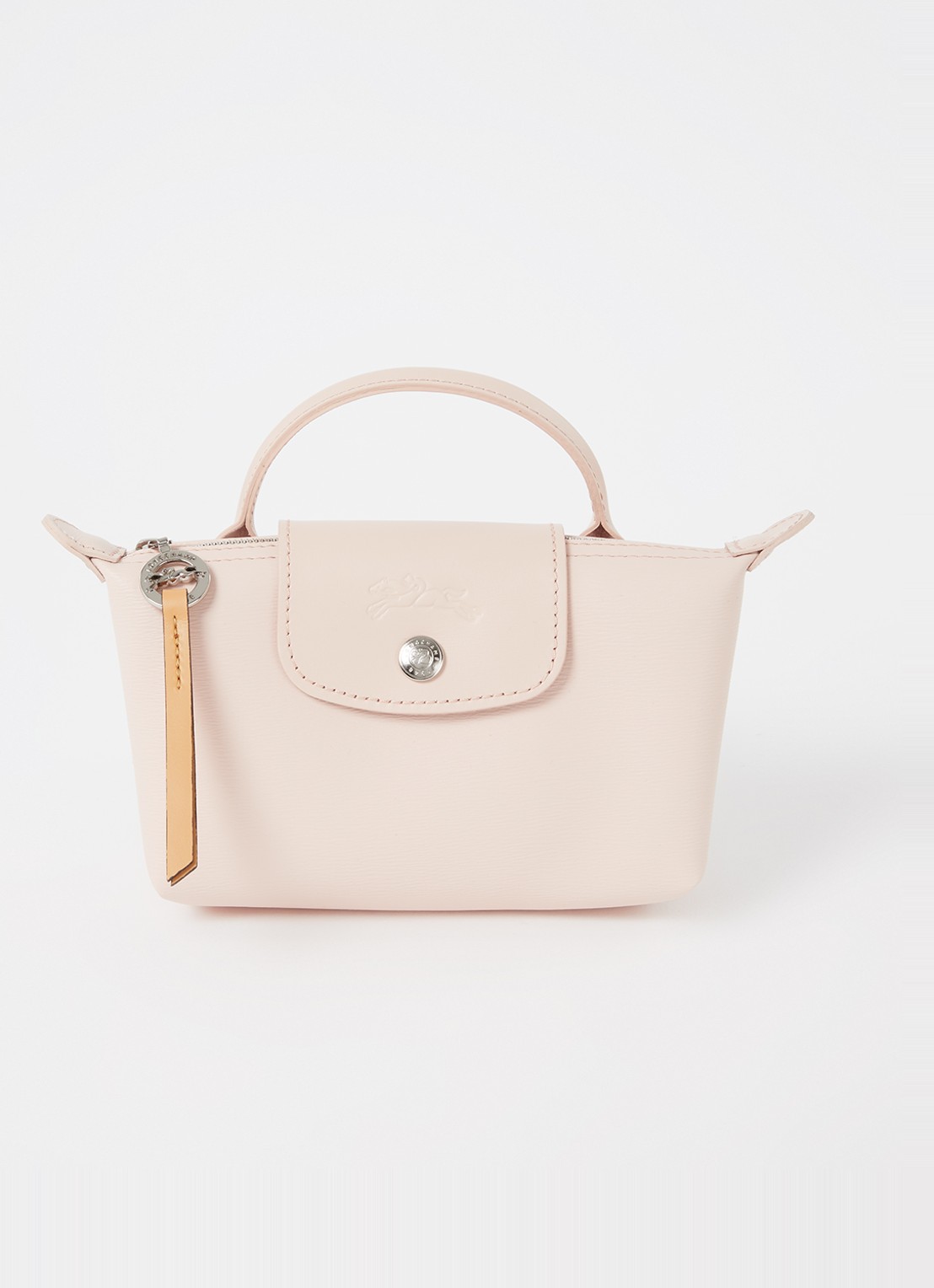 Longchamp Le Pliage City mini handtas met leren details - voorkant 4 oudroze