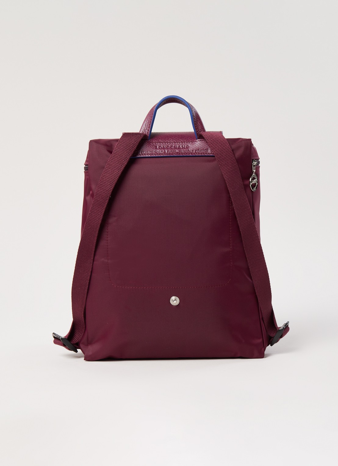 Longchamp Le Pliage Club rugzak met leren details - detail aubergine