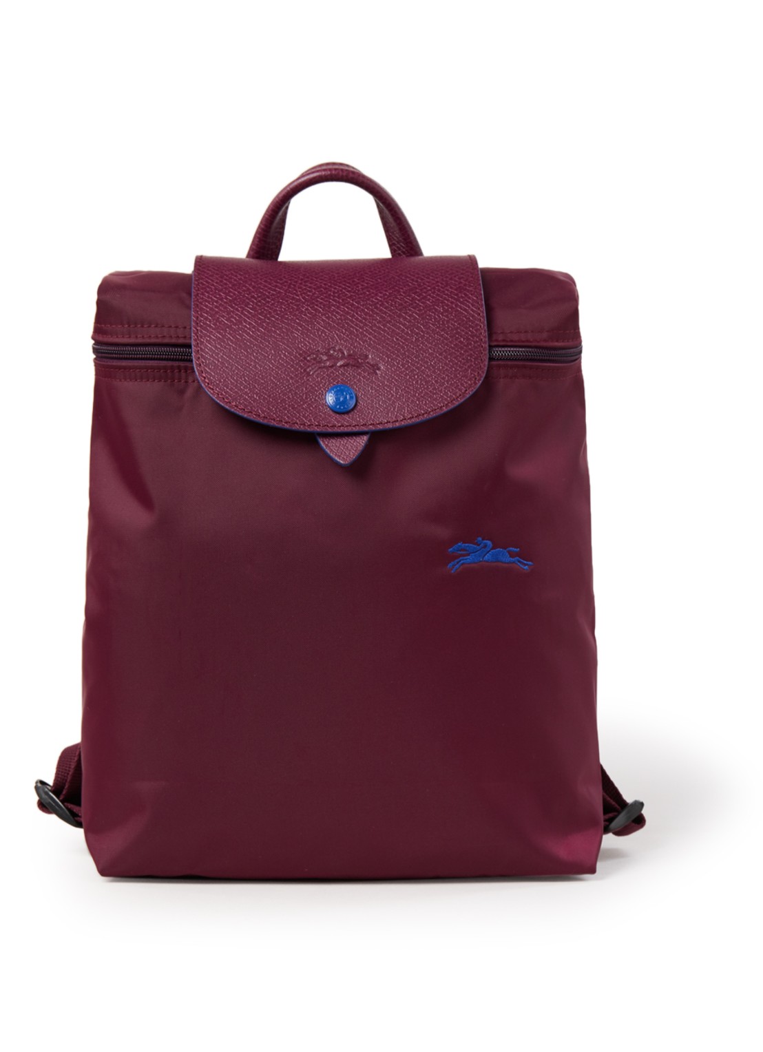 Longchamp Le Pliage Club rugzak met leren details - voorkant 4 aubergine