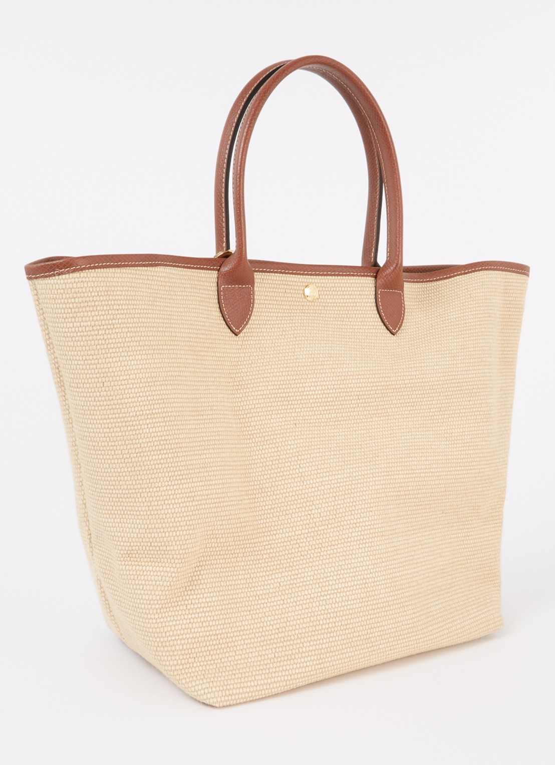 Longchamp Le Pliage Collection handtas L van canvas met leren details - achterkant 5 beige