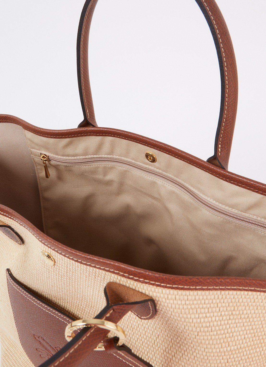 Longchamp Le Pliage Collection handtas L van canvas met leren details - detail beige