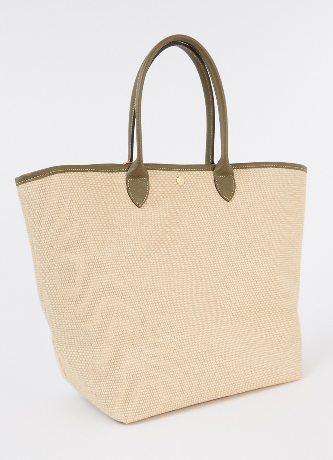 Longchamp Le Pliage Collection handtas L van canvas met leren details - achterkant beige