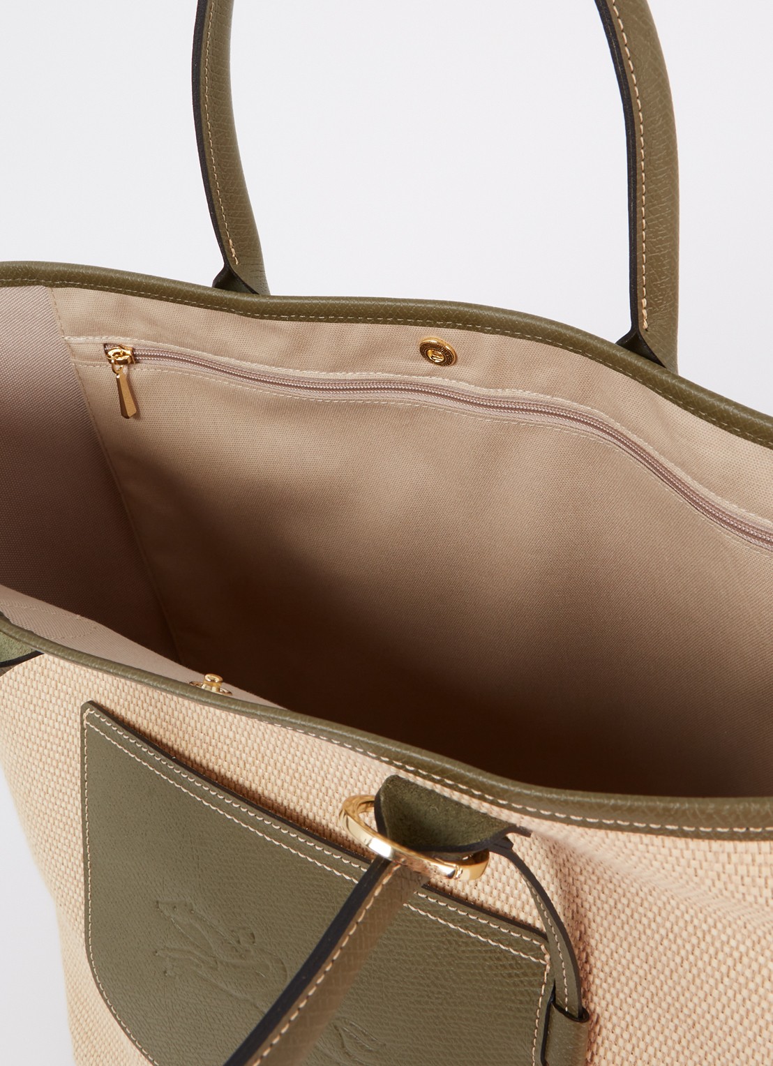 Longchamp Le Pliage Collection handtas L van canvas met leren details - detail 4 beige