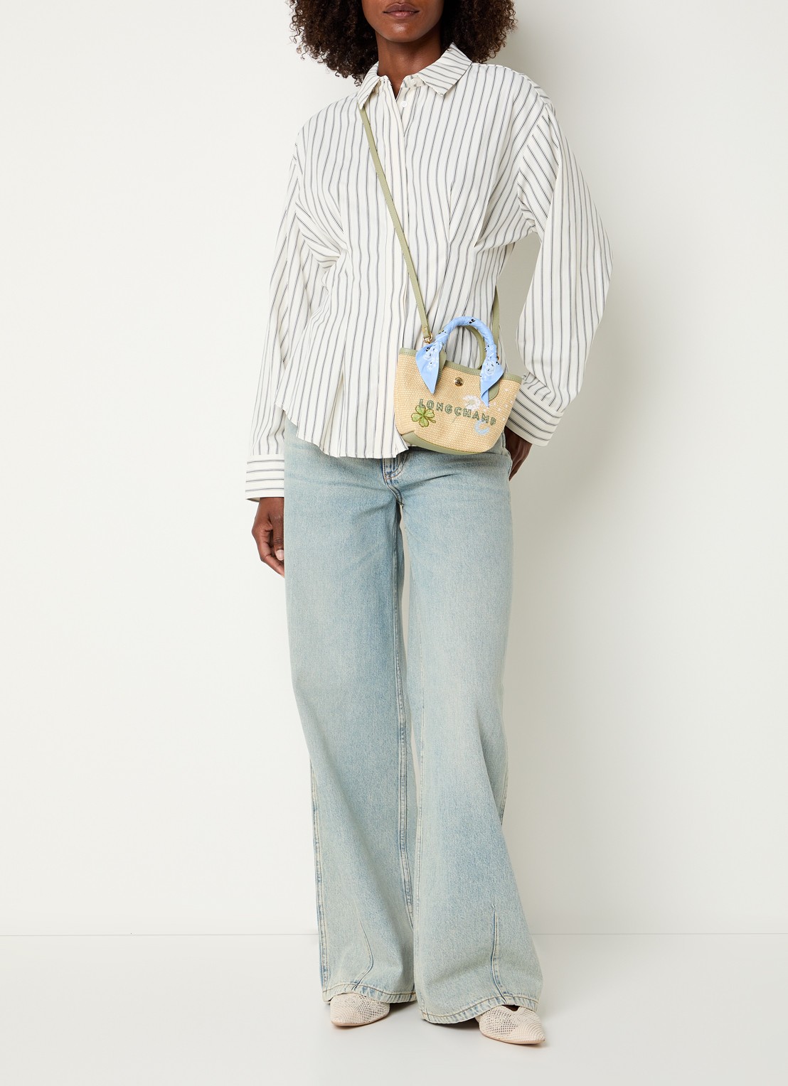 Longchamp Le Pliage Collection handtas XS met leren details en afneembare schouderriem - voorkant 6 groen
