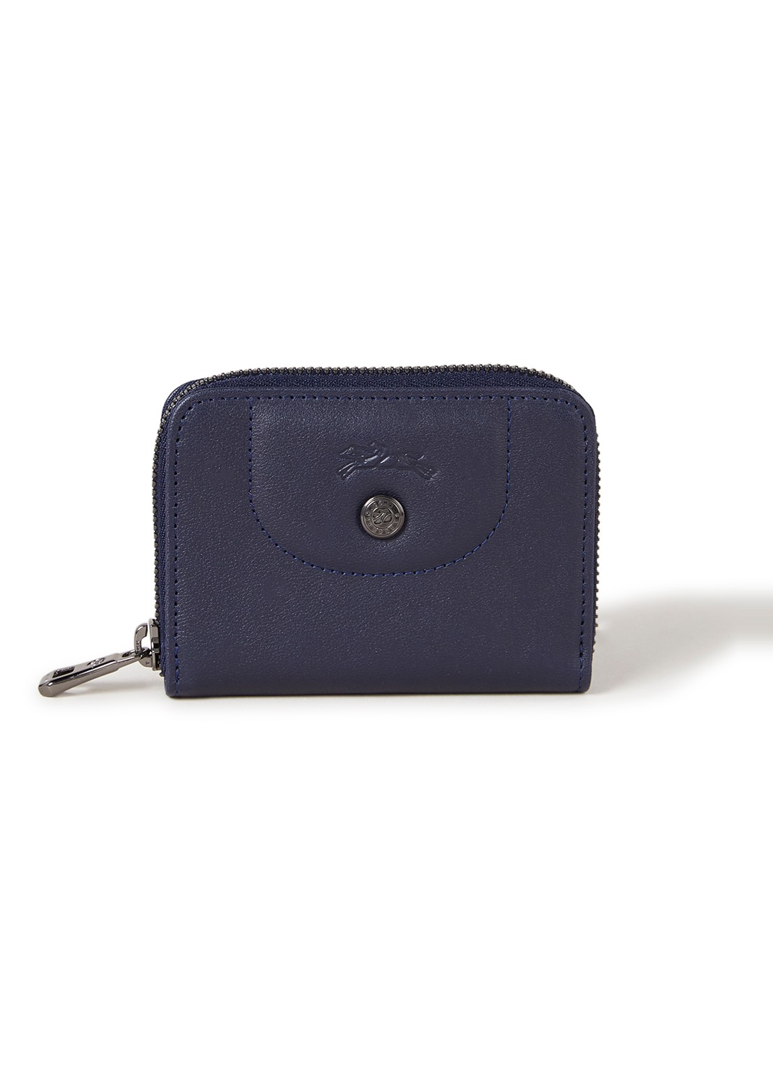 Longchamp Le Pliage Cuir pasjeshouder van leer - voorkant donkerblauw