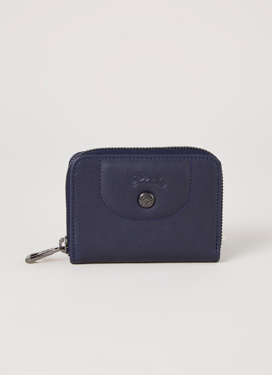 Longchamp Le Pliage Cuir pasjeshouder van leer - voorkant 2 donkerblauw