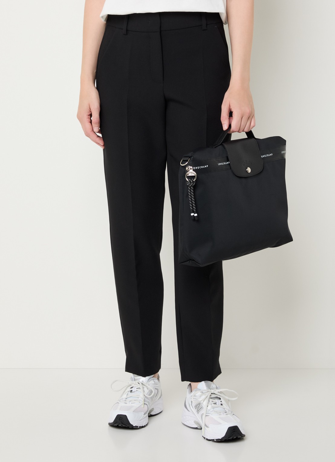 Longchamp Le Pliage Energy businesstas met leren details en 14-inch laptopvak - voorkant 3 zwart