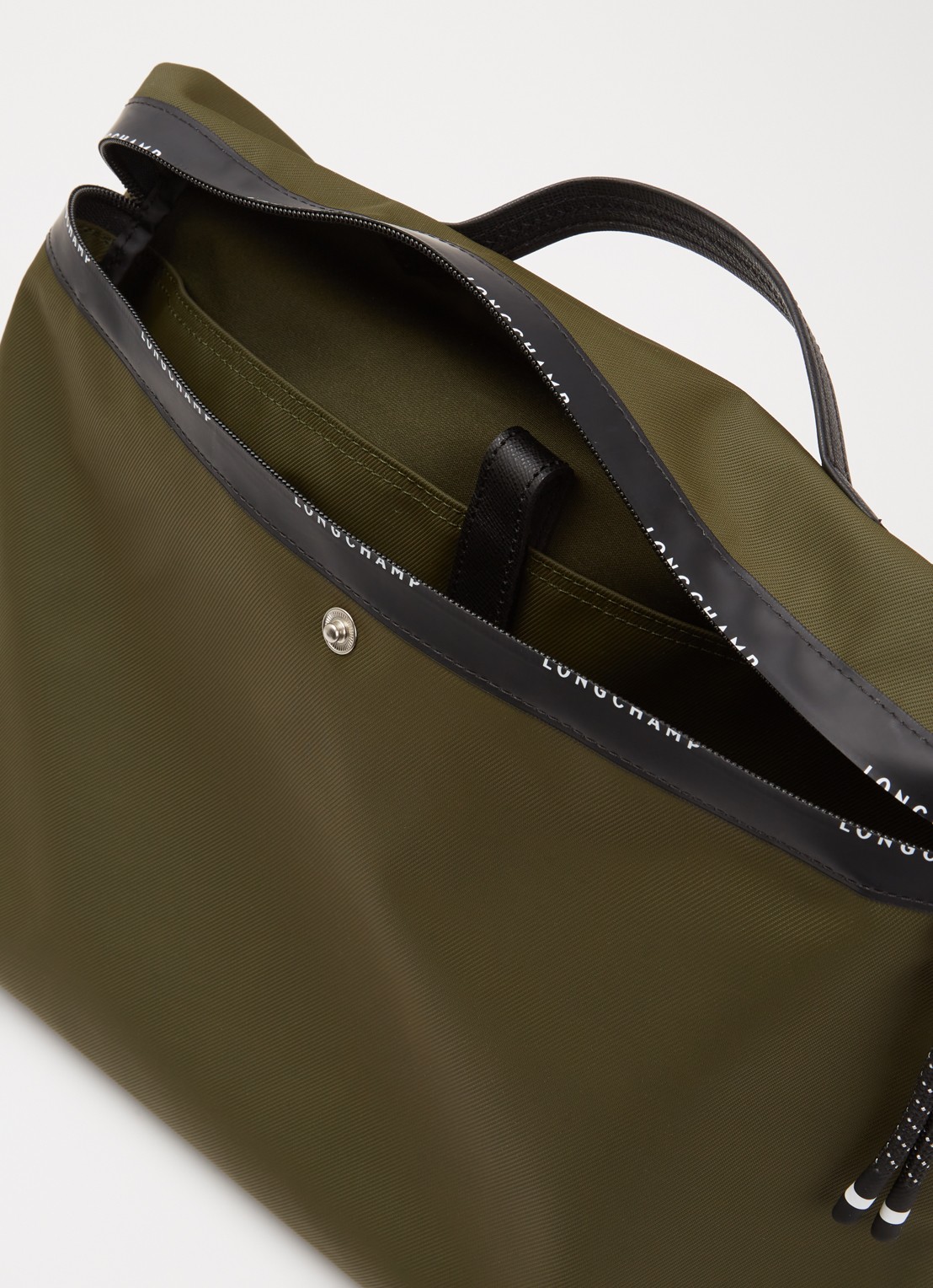 Longchamp Le Pliage Energy businesstas met leren details en 14-inch laptopvak - detail 5 bronsgroen