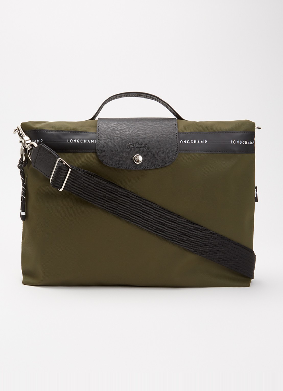 Longchamp Le Pliage Energy businesstas met leren details en 14-inch laptopvak - voorkant bronsgroen