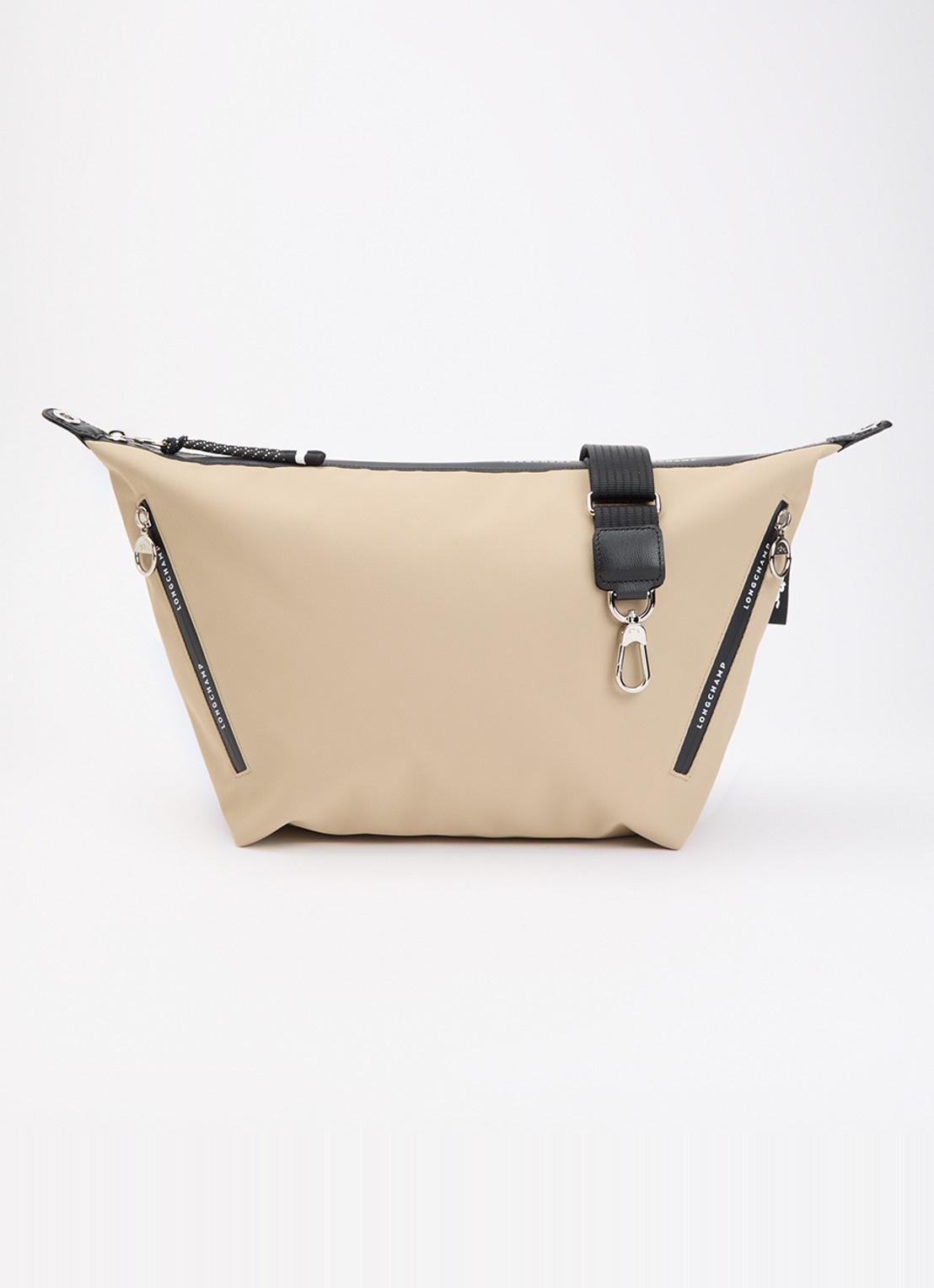 Longchamp Le Pliage Energy crossbodytas M van canvas met afneembare schouderriem - voorkant 5 beige