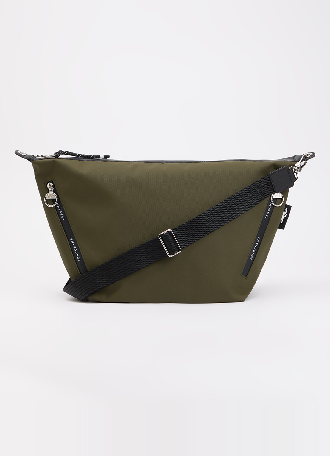 Longchamp Le Pliage Energy crossbodytas M van canvas met afneembare schouderriem - voorkant 2 legergroen