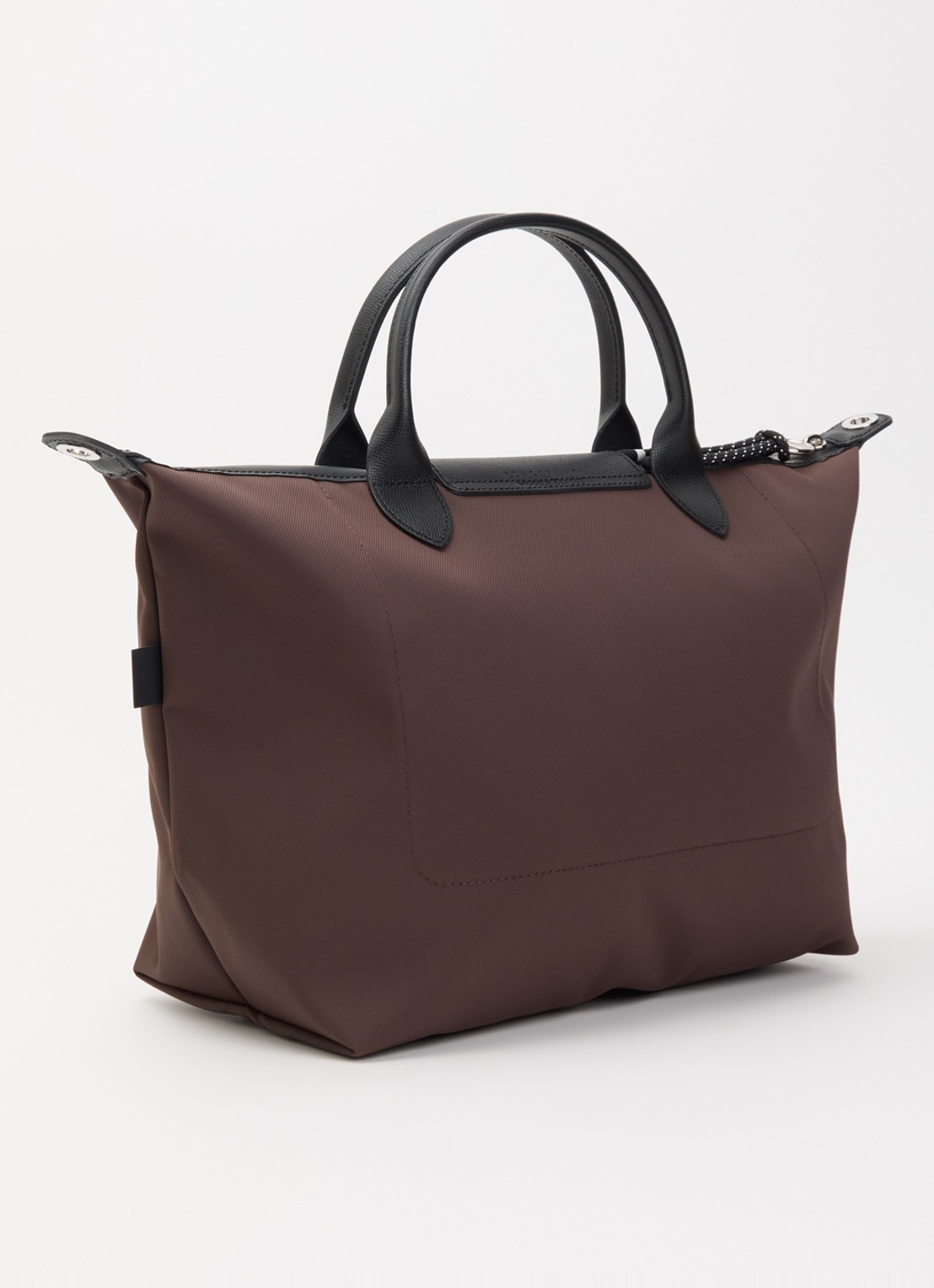Longchamp Le Pliage Energy handtas L met leren details - achterkant 5 chocoladebruin