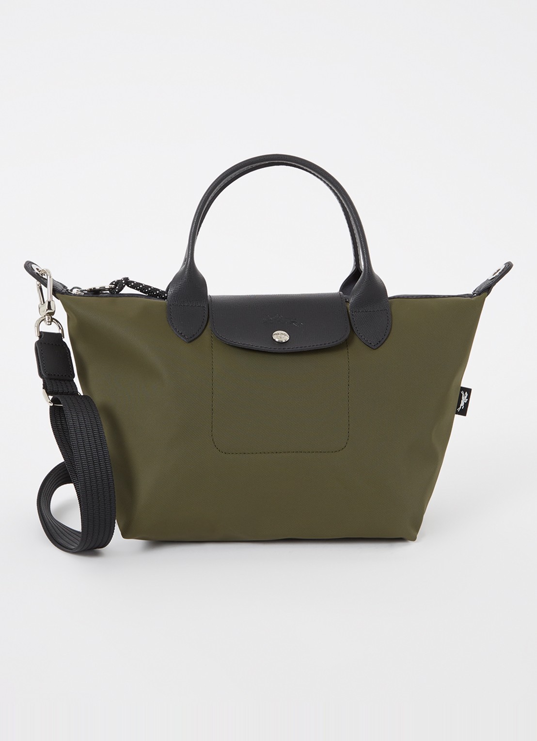 Longchamp Le Pliage Energy handtas S met leren details - voorkant legergroen