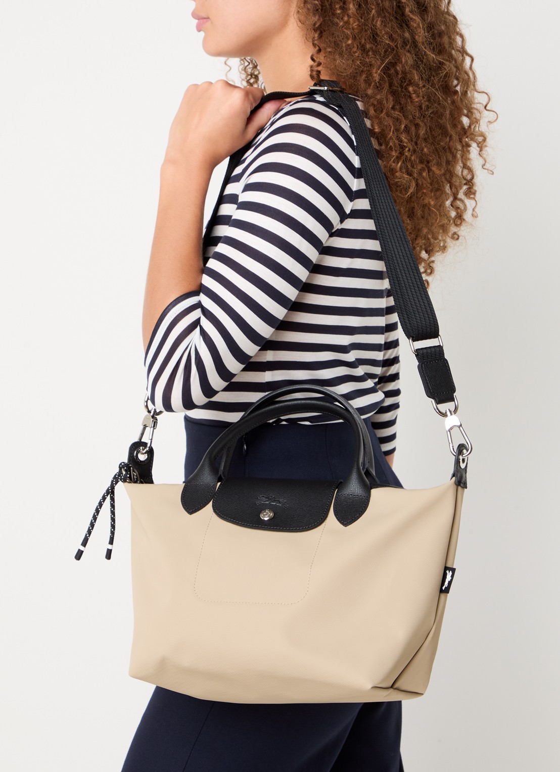 Longchamp Le Pliage Energy handtas S met leren details - voorkant 2 beige
