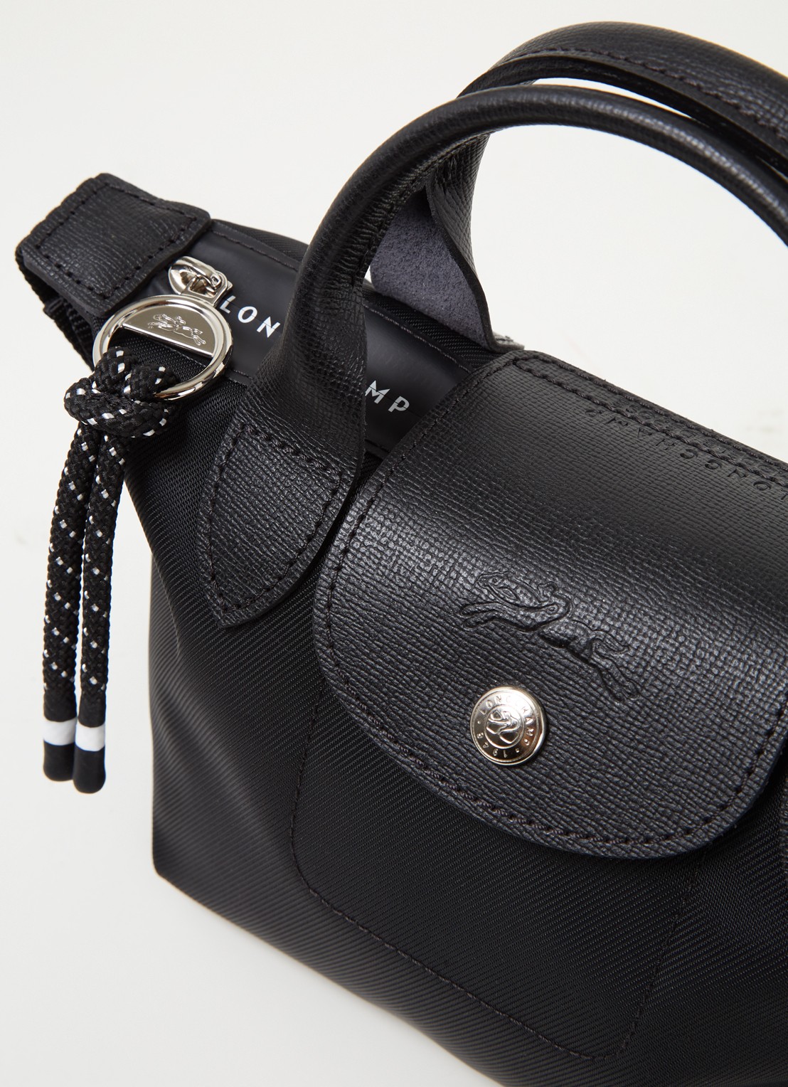 Longchamp Le Pliage Energy handtas XS met leren details - detail 4 zwart