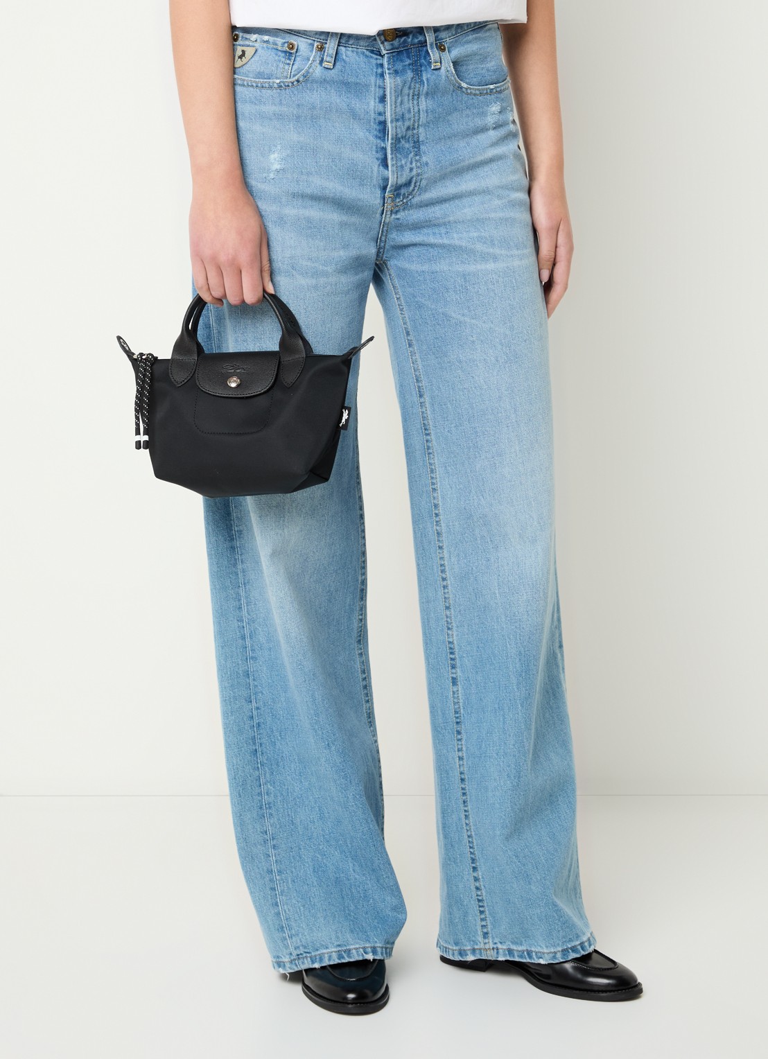 Longchamp Le Pliage Energy handtas XS met leren details - voorkant 6 zwart