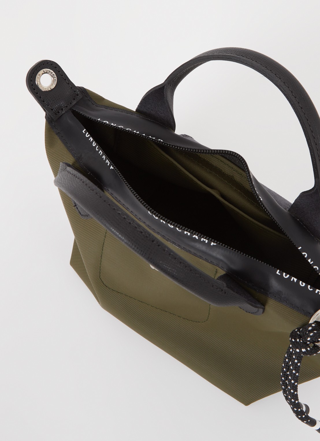 Longchamp Le Pliage Energy handtas XS met leren details - detail 2 bronsgroen