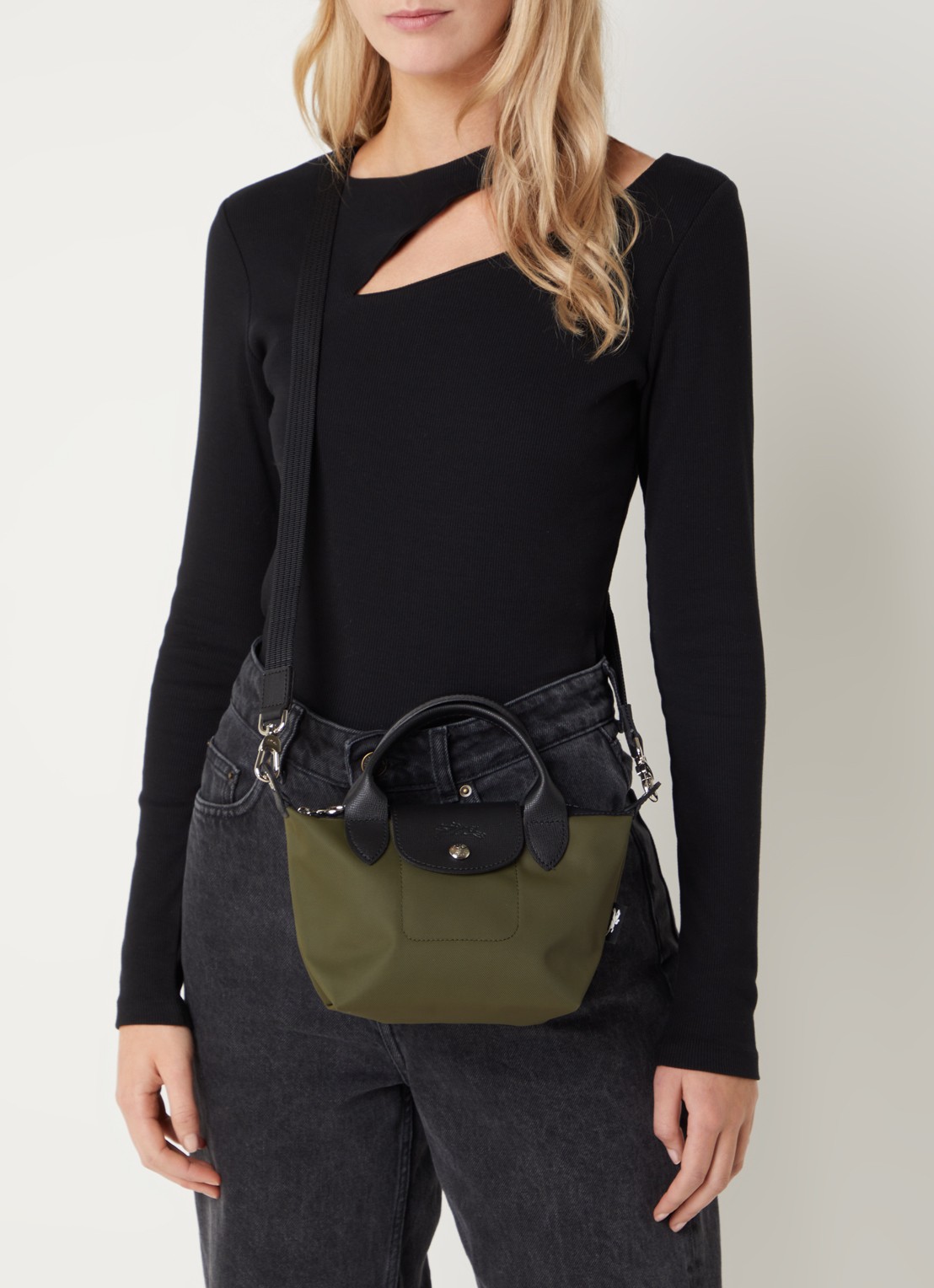 Longchamp Le Pliage Energy handtas XS met leren details - voorkant 5 bronsgroen