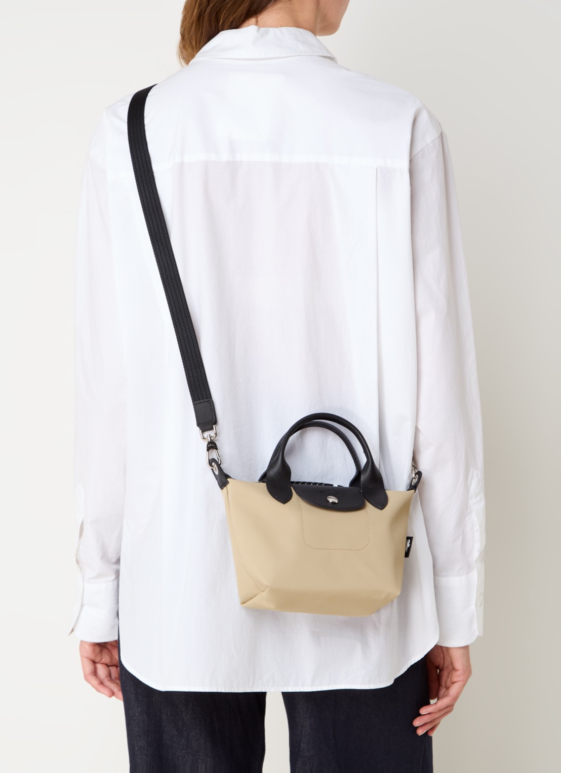 Longchamp Le Pliage Energy handtas XS met leren details - voorkant 2 beige