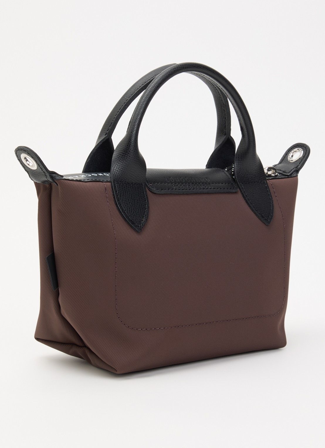 Longchamp Le Pliage Energy handtas XS met leren details - achterkant donkerbruin