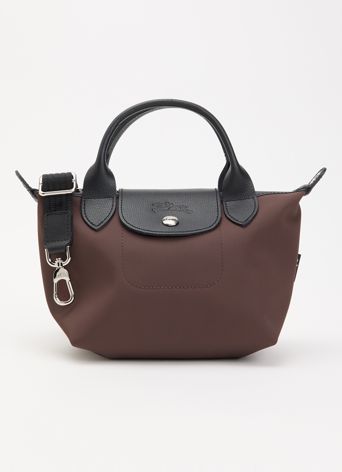 Longchamp Le Pliage Energy handtas XS met leren details - voorkant 2 donkerbruin