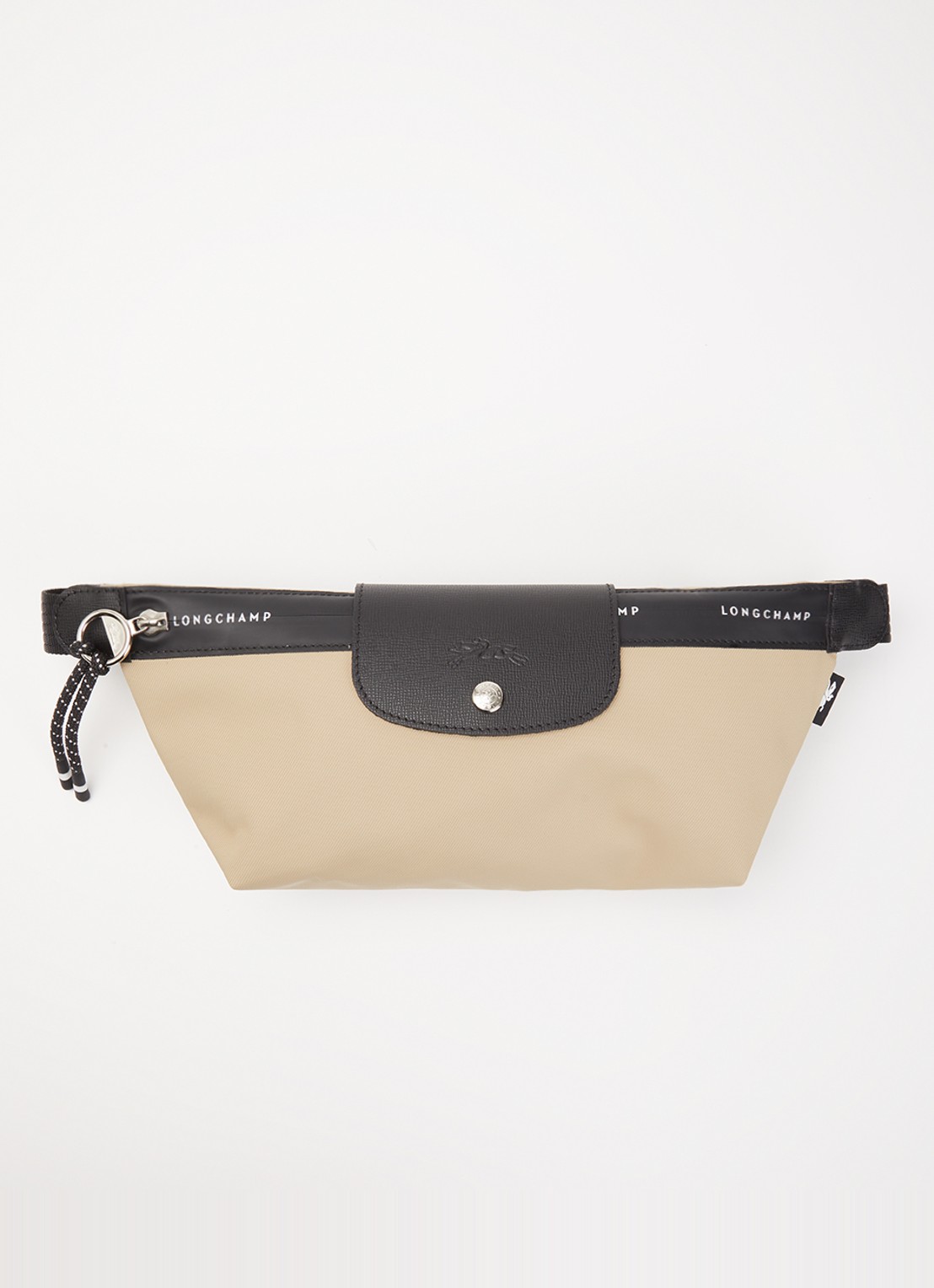 Longchamp Le Pliage Energy heuptas M van canvas met leren details - voorkant donkerbeige