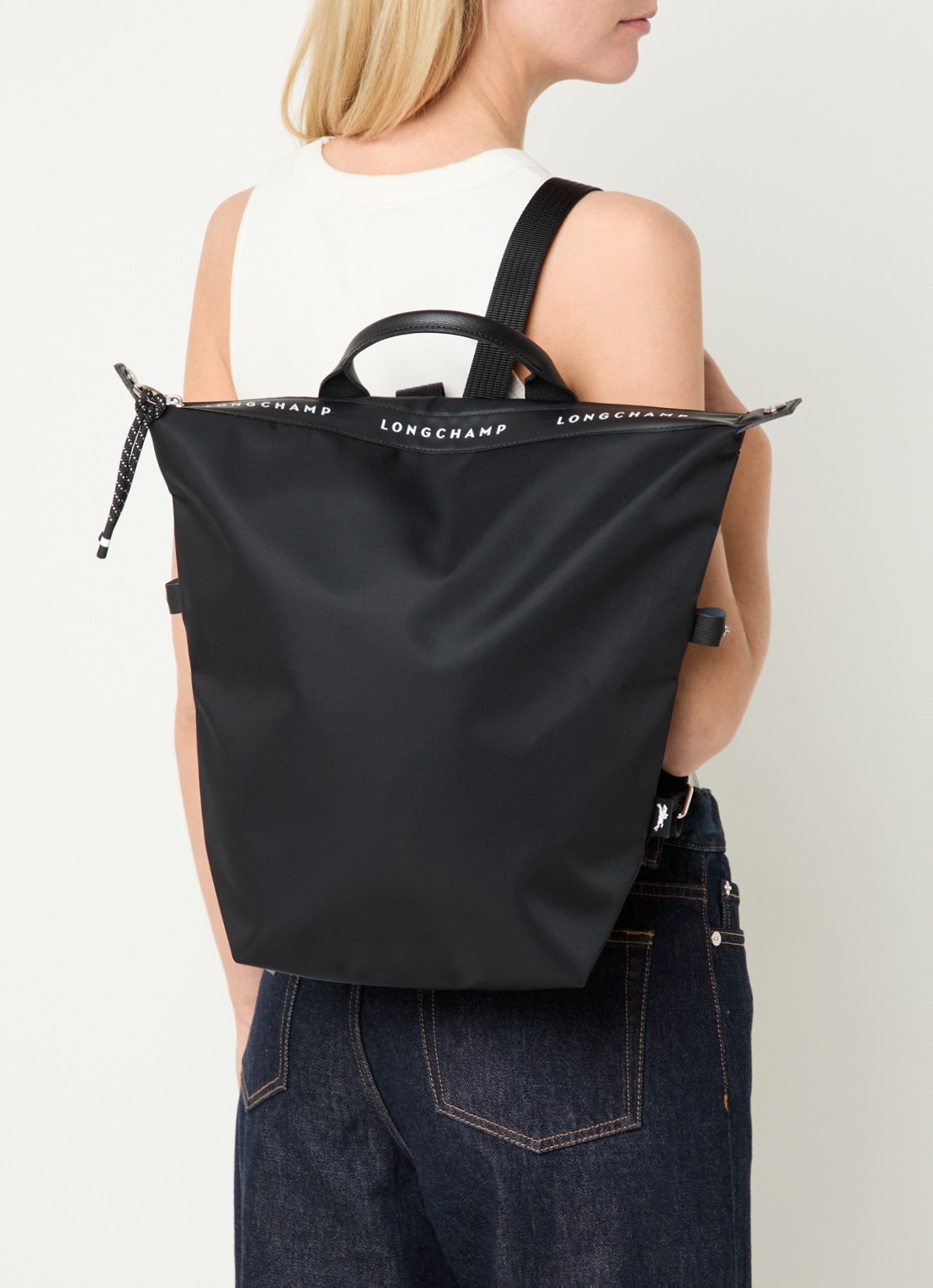 Longchamp Le Pliage Energy rugzak van canvas  - voorkant 3 zwart