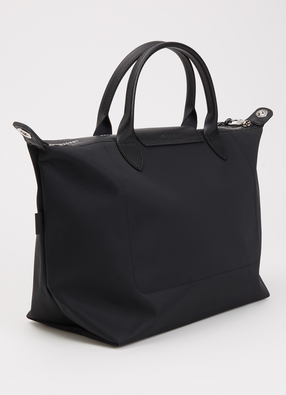 Longchamp Le Pliage Green handtas M met leren details - achterkant 7 zwart