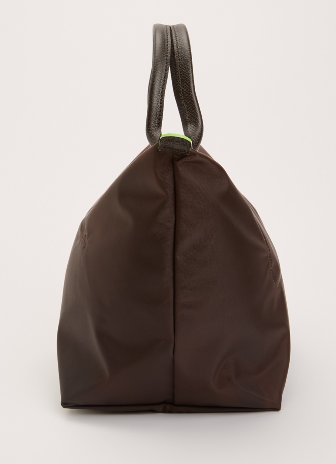 Longchamp Le Pliage Green handtas M met leren details - detail 2 donkerbruin