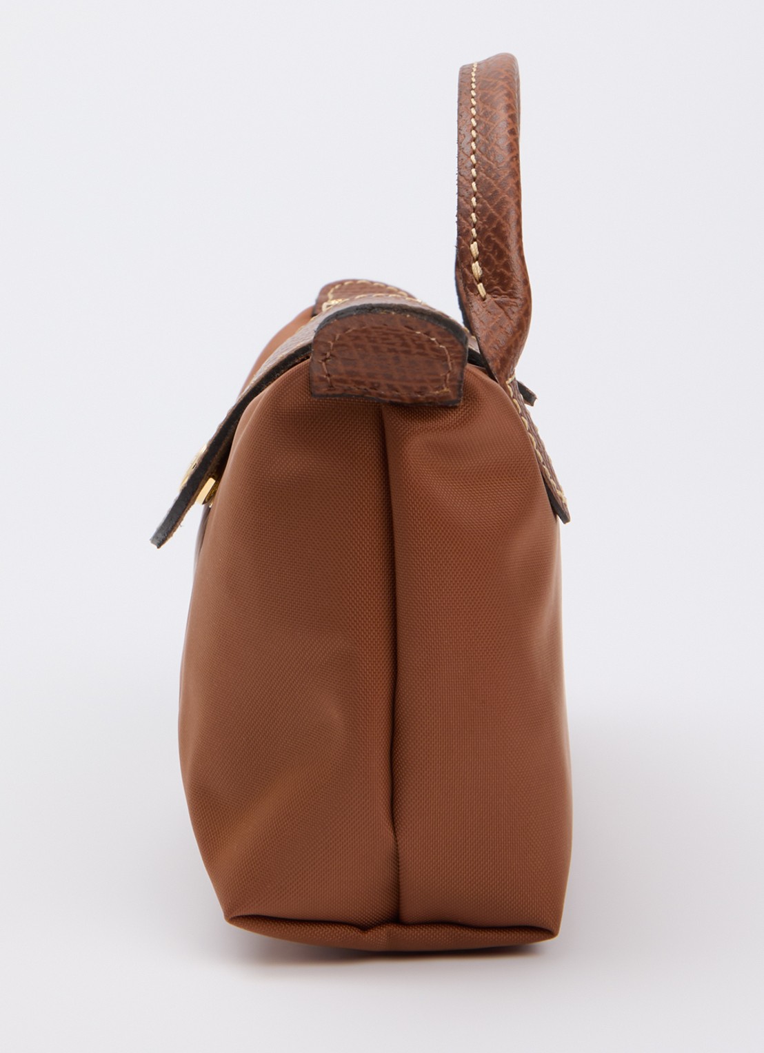 Longchamp Le Pliage Green handtas met leren details - detail 2 cognac