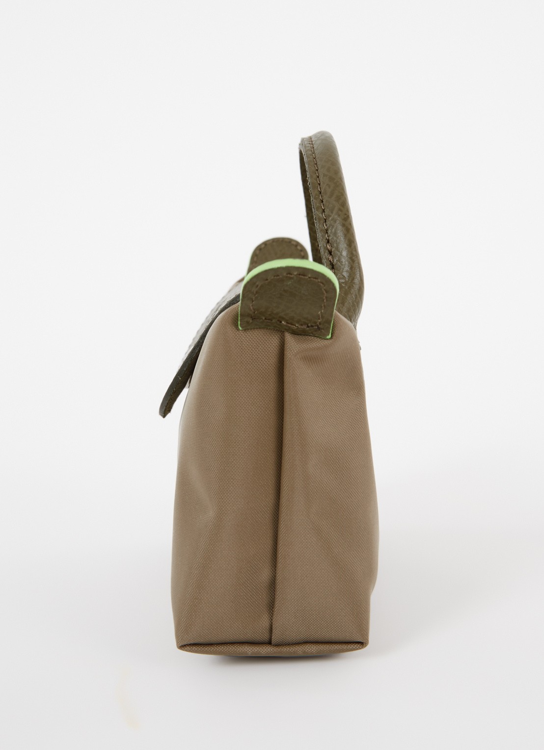Longchamp Le Pliage Green handtas met leren details - detail 5 lichtbruin