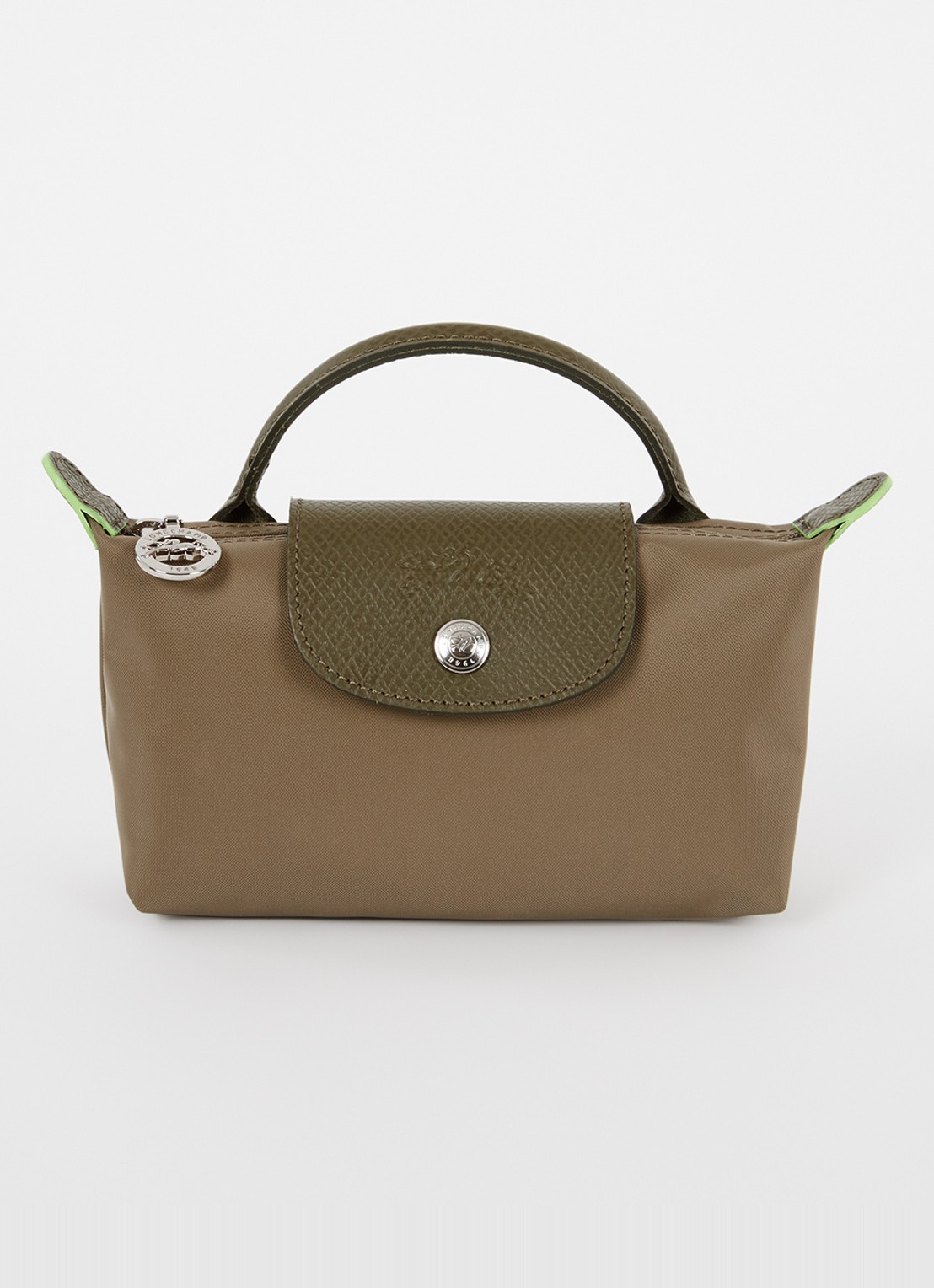 Longchamp Le Pliage Green handtas met leren details - voorkant lichtbruin