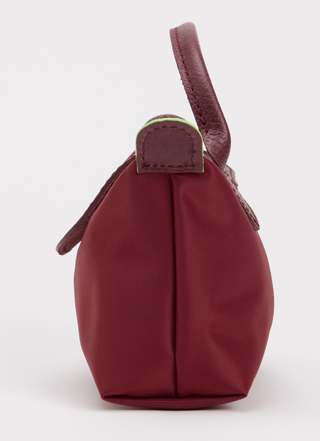 Longchamp Le Pliage Green handtas met leren details - detail 2 bordeauxrood